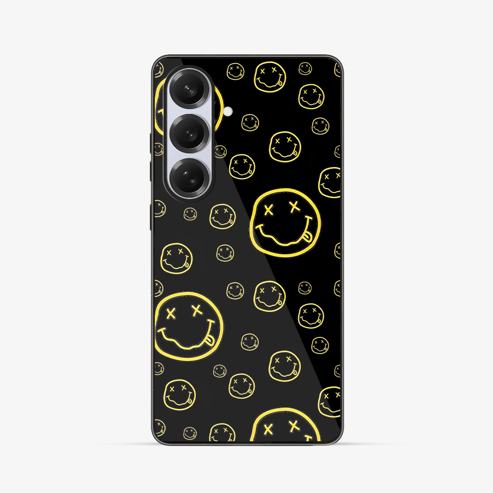 Smiley Black Samsung Phone Case Glass Case