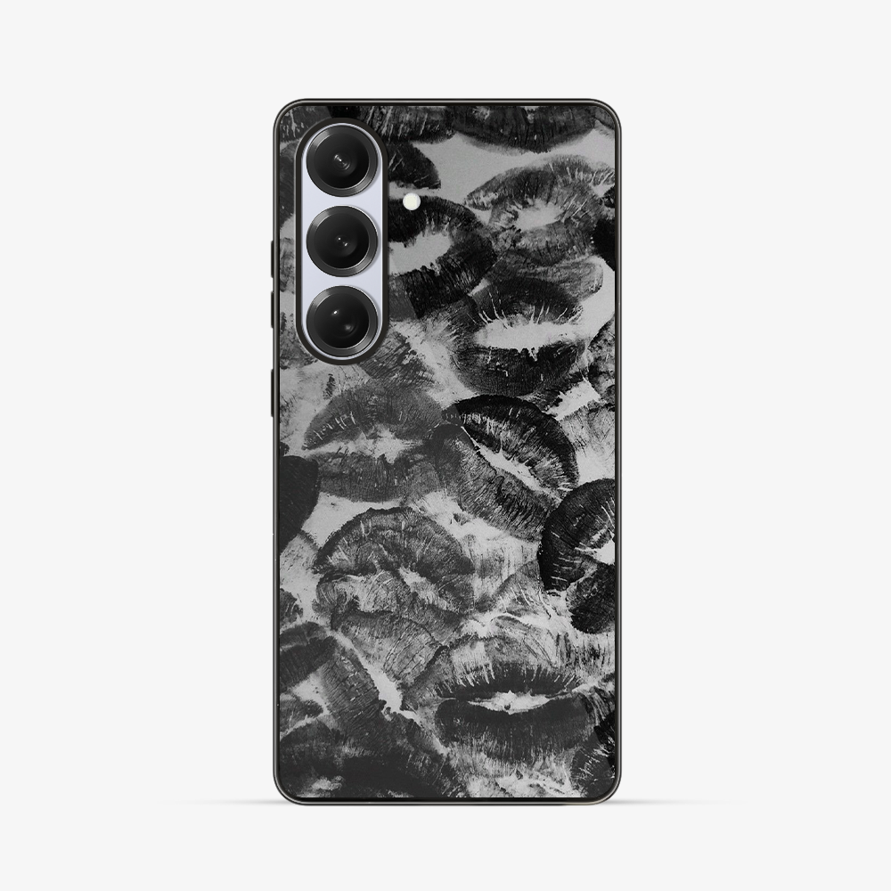 Black Lips Pattern Samsung Phone Case Glass Case