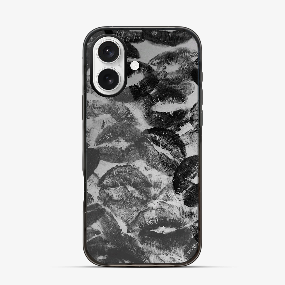 Black Lips Pattern iPhone 16 Case