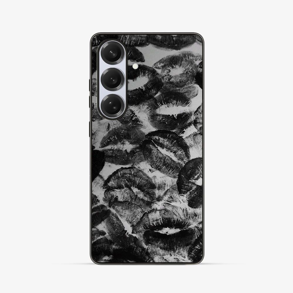 Black Lips Pattern Samsung Phone Case Clear Silicone Case