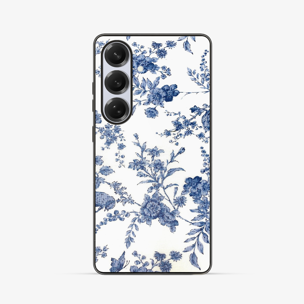 Blue Flowers Samsung Phone Case Glass Case