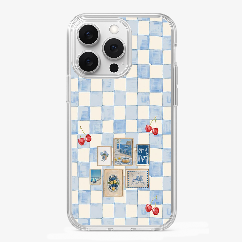 Sea Side Checker Phone Case Glass Case