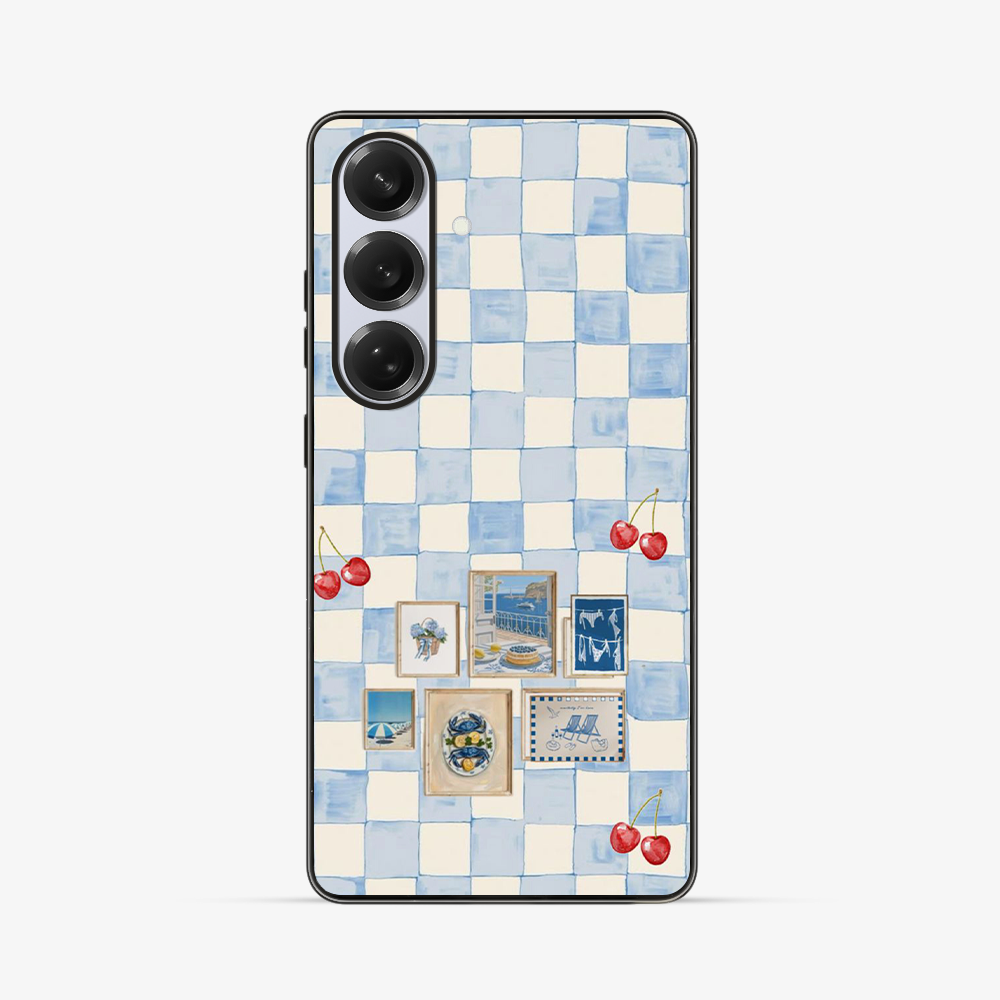 Sea Side Checker Samsung Phone Case Clear Silicone Case