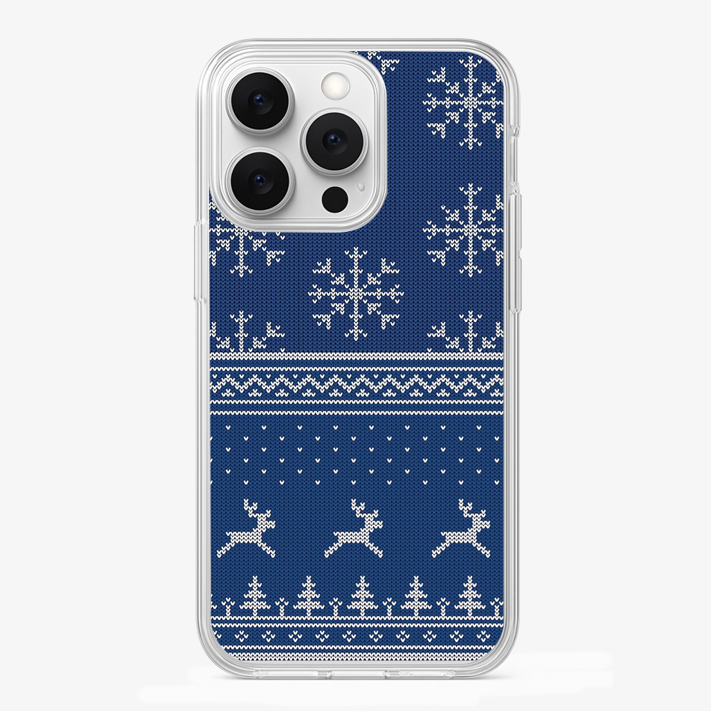 Christmas Navy Snowflake Phone Case Glass Case