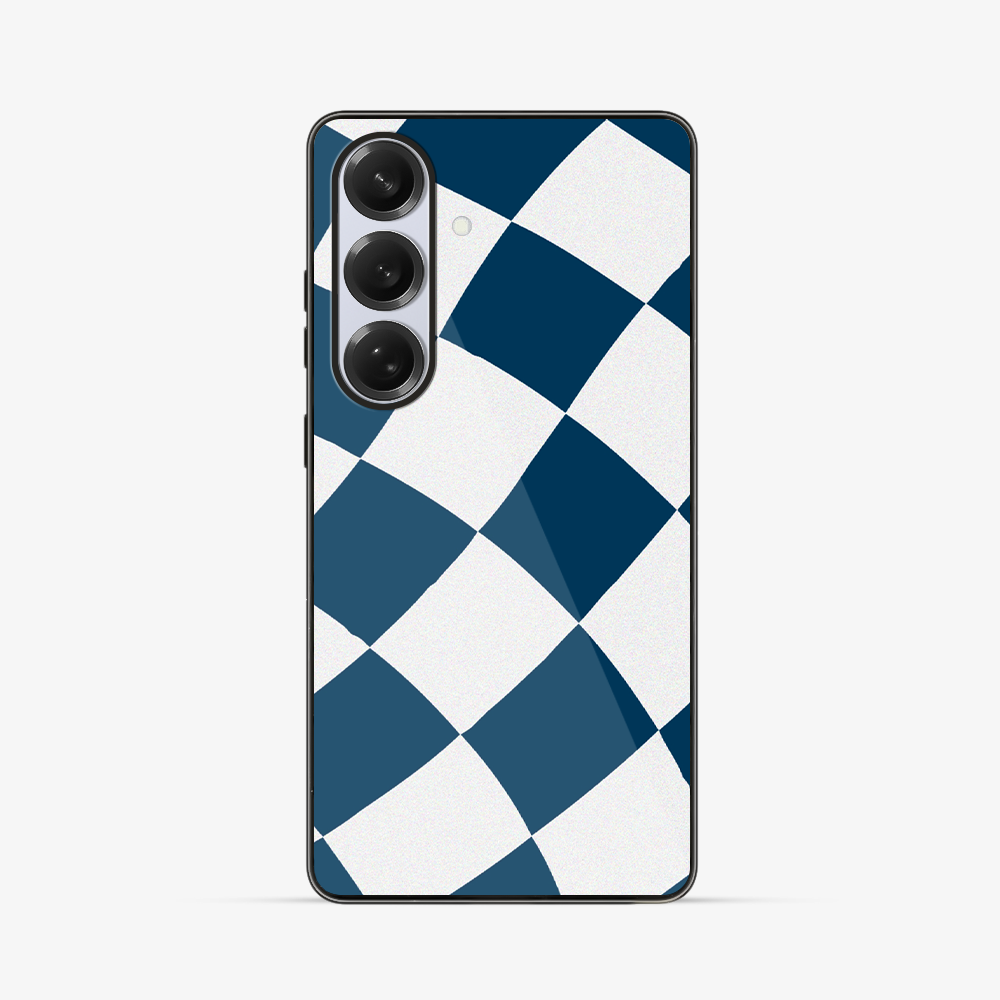 Blue & White Checkered Samsung Phone Case Glass Case
