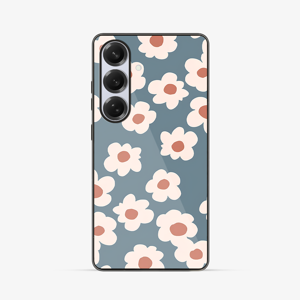 Blue Flower Samsung Phone Case Glass Case