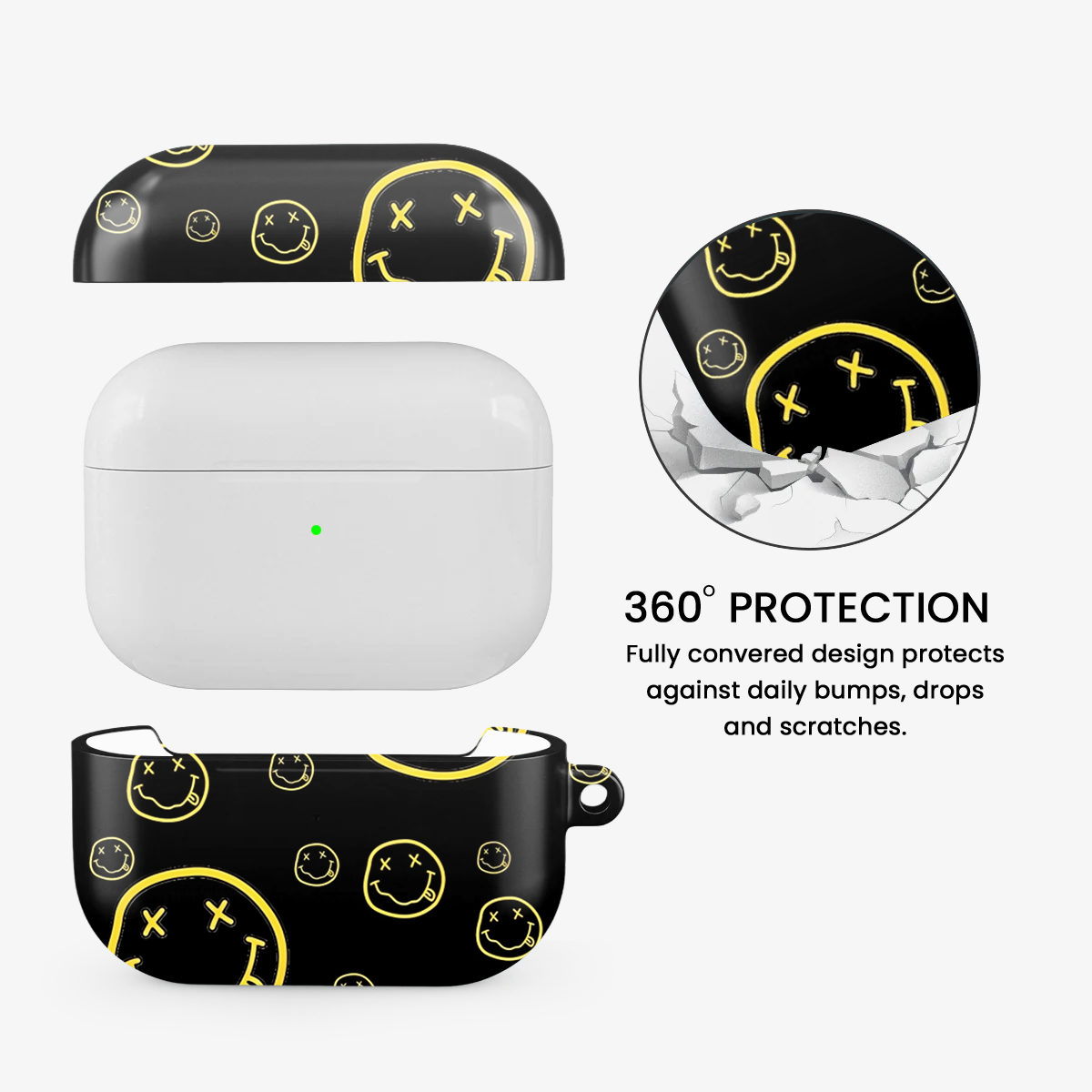 Smiley Black Airpods Case