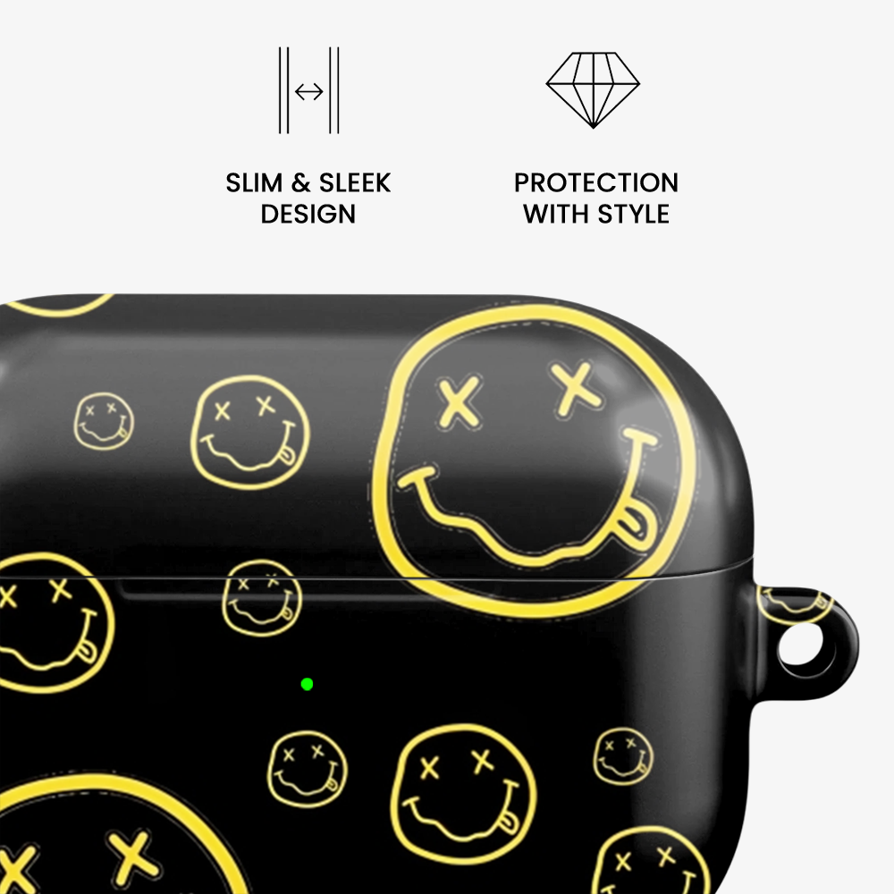 Smiley Black Airpods Case