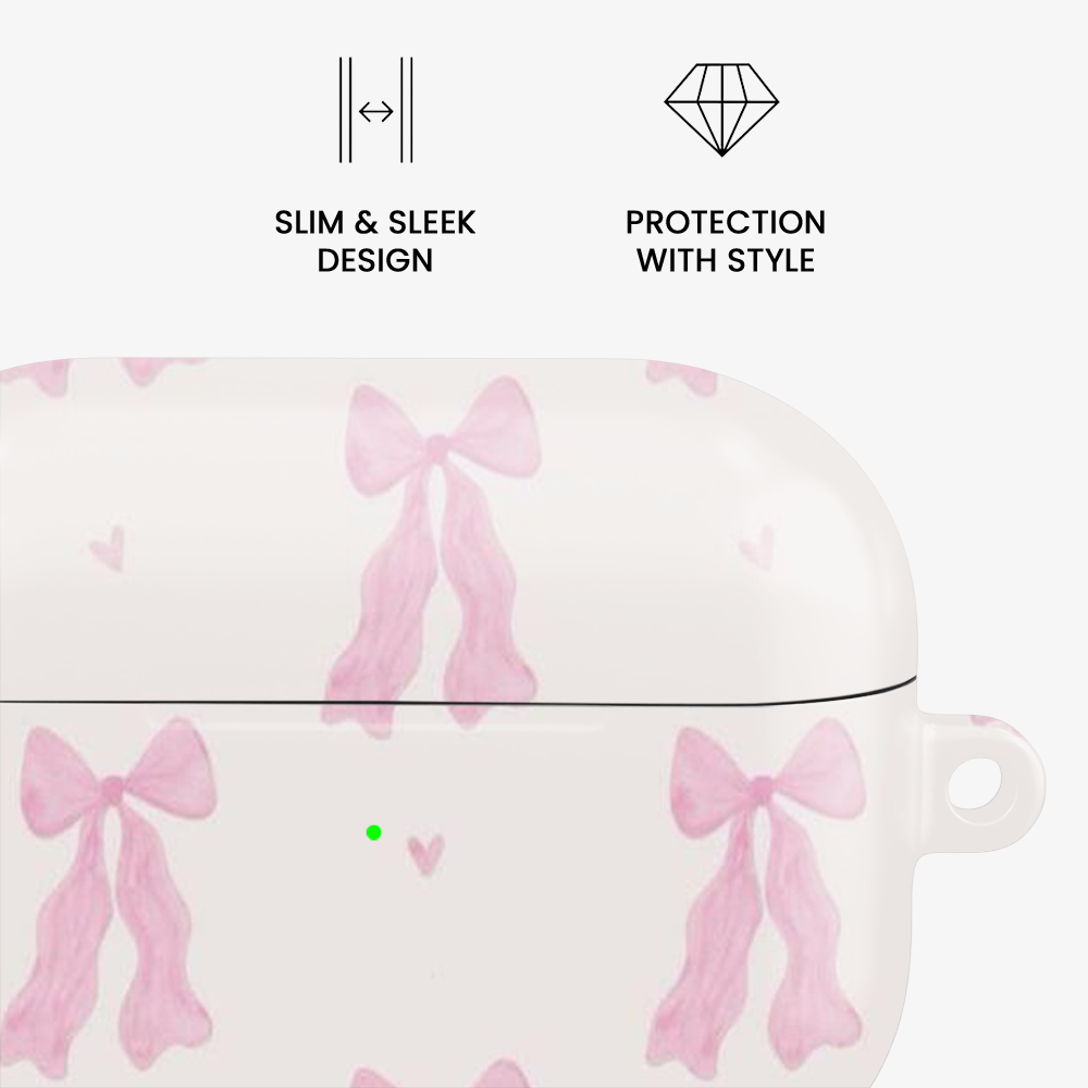 Coquette Pink Bow Airpods Case