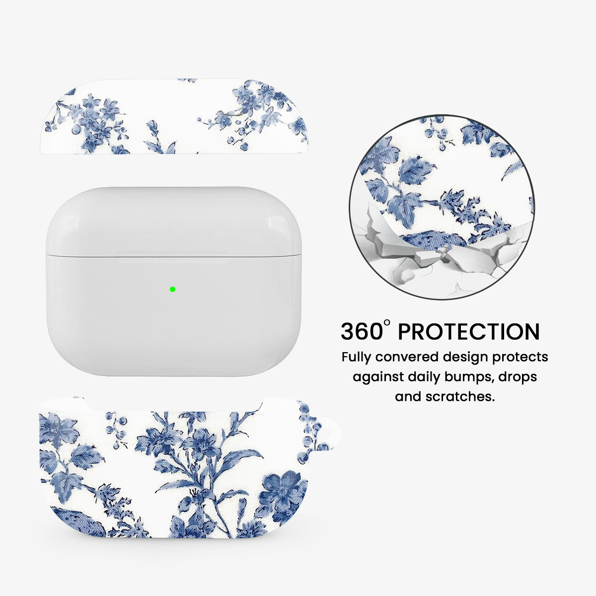 Blue Flowers Airpods Case