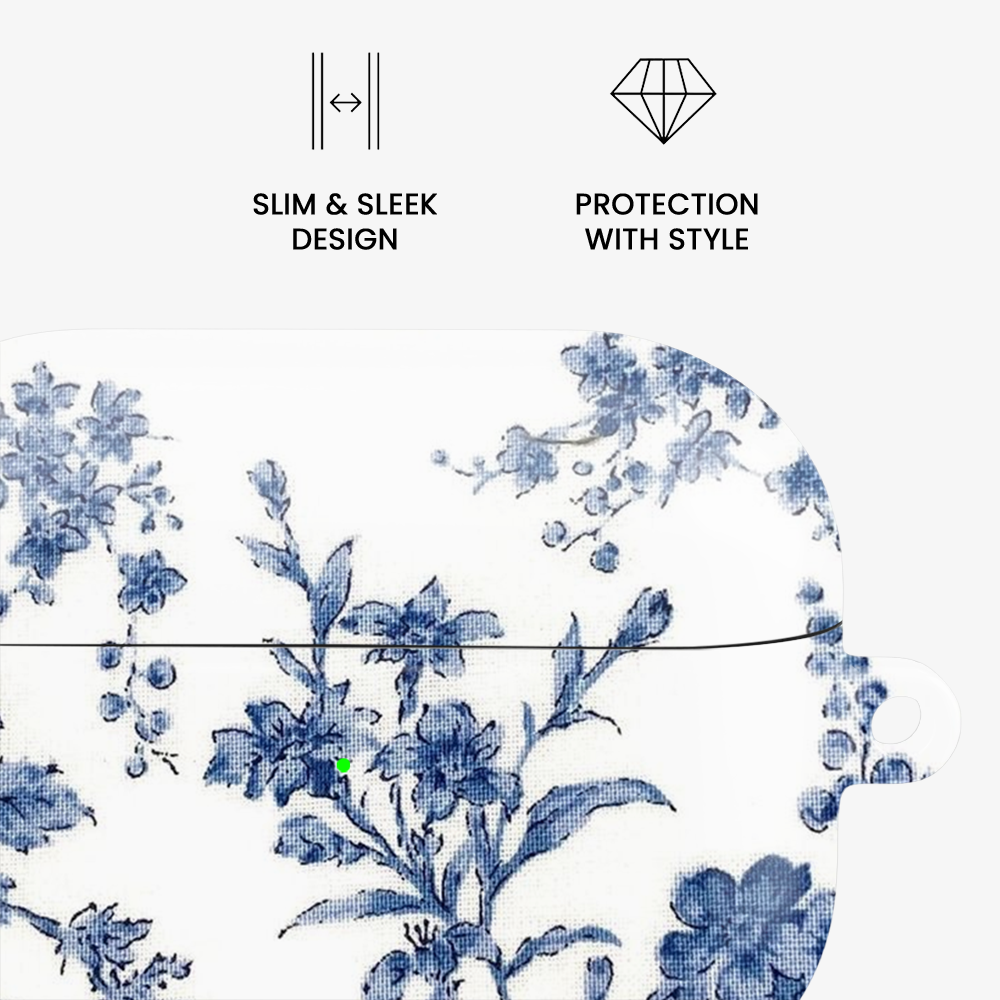 Blue Flowers Airpods Case