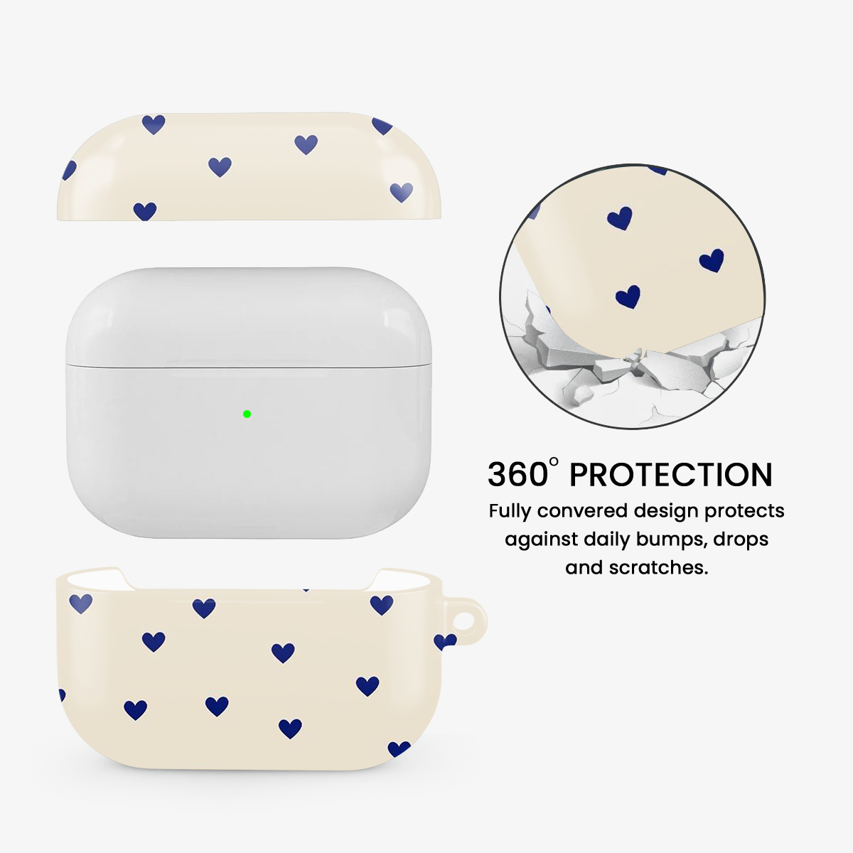 Blue Multiple Heart's Airpods Case