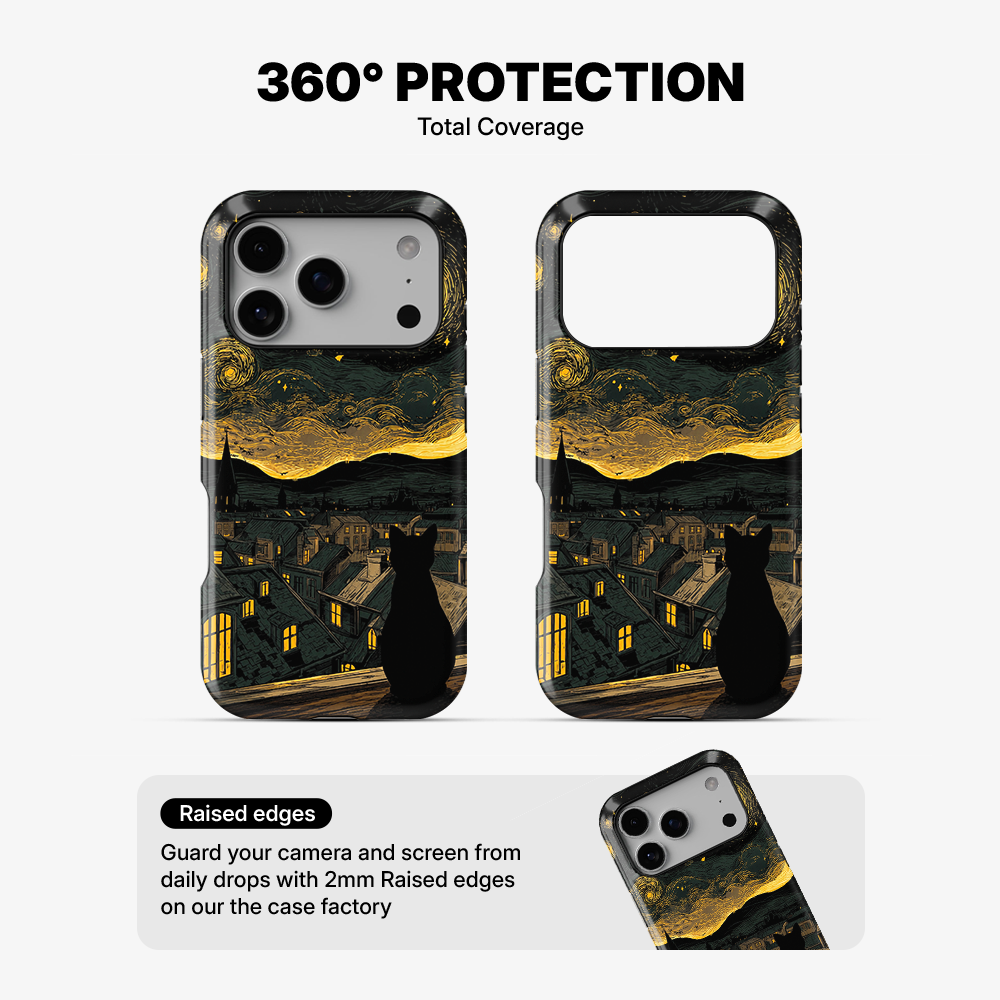 Starry Night, Cat Delight Phone Case