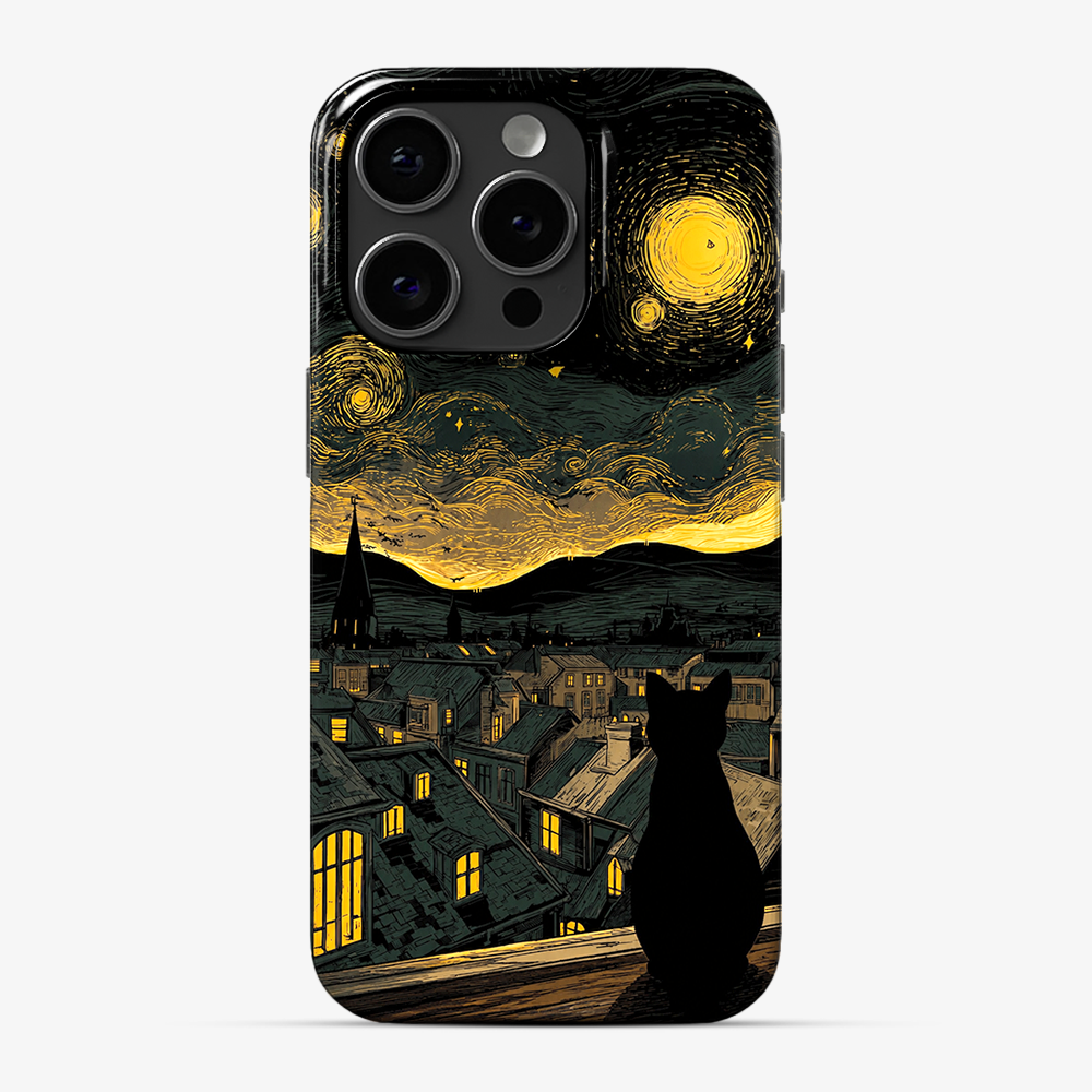 Starry Night, Cat Delight Phone Case