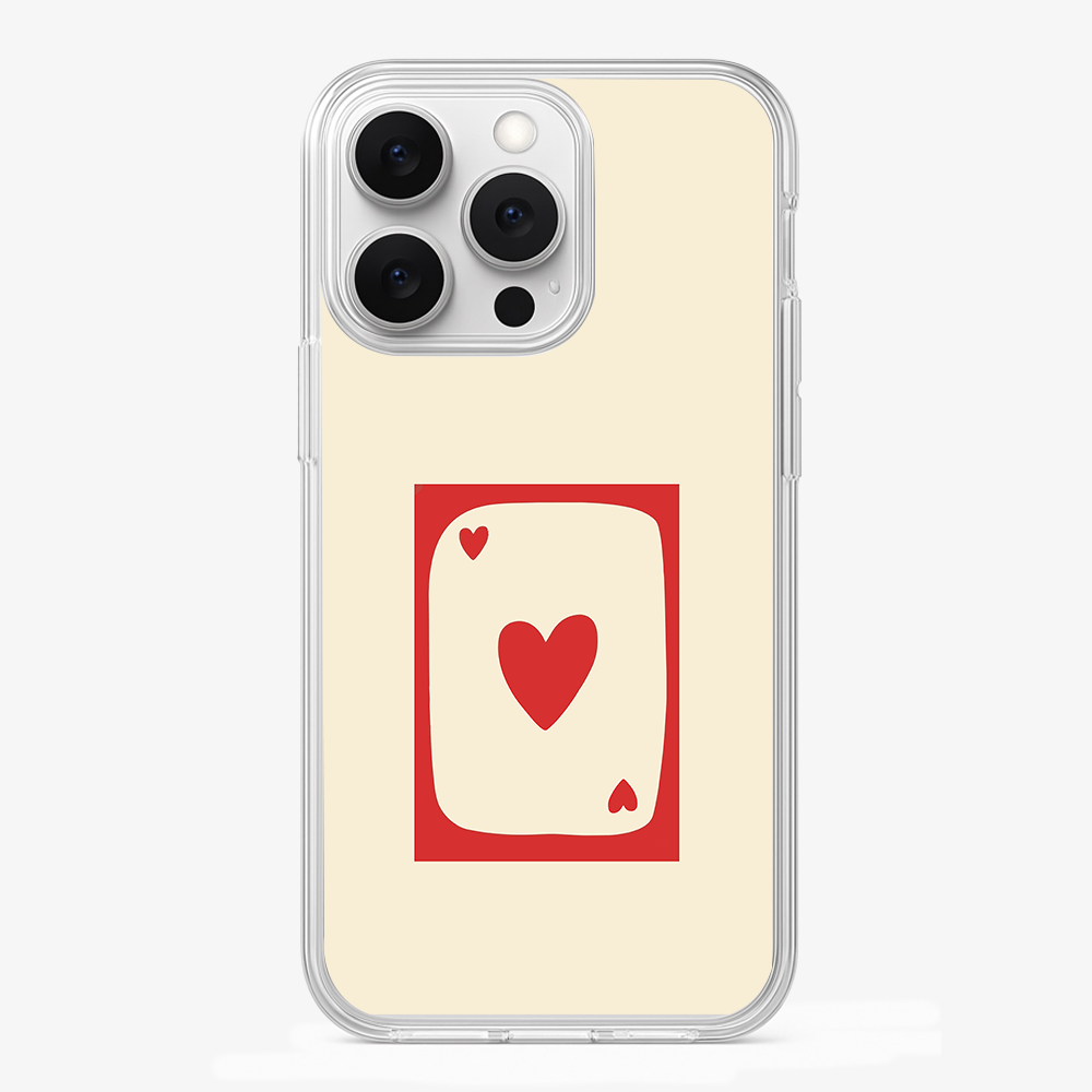 Beige Heart Card Phone Case Glass Case