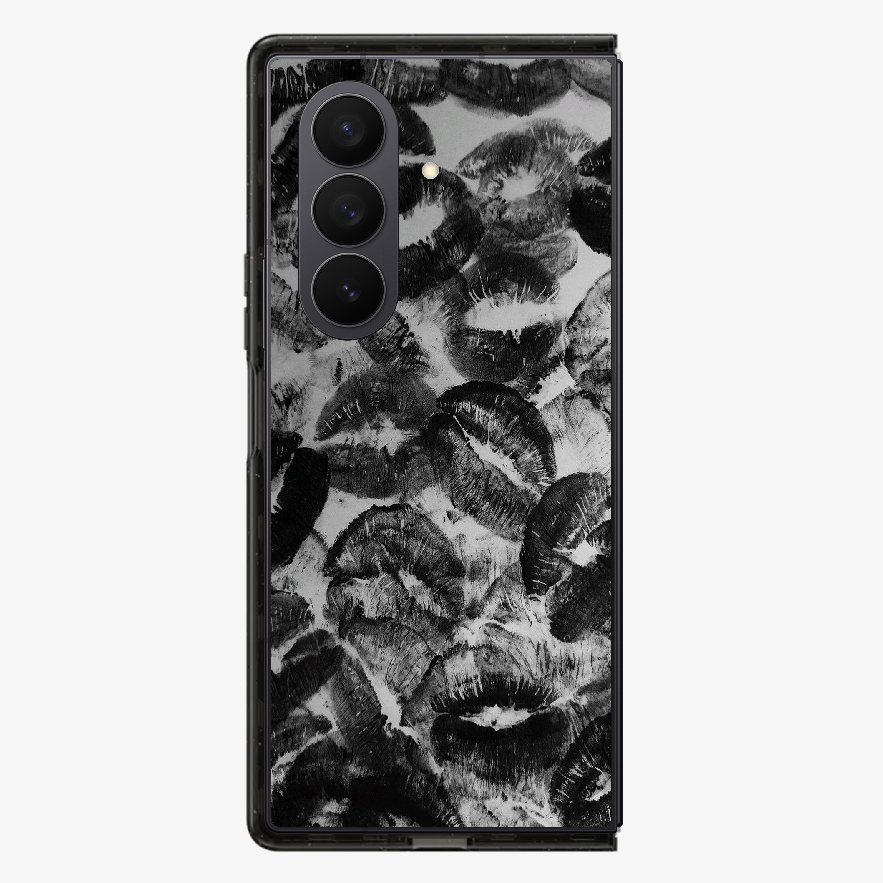 Black Lips Pattern Samsung Z Fold Phone Case