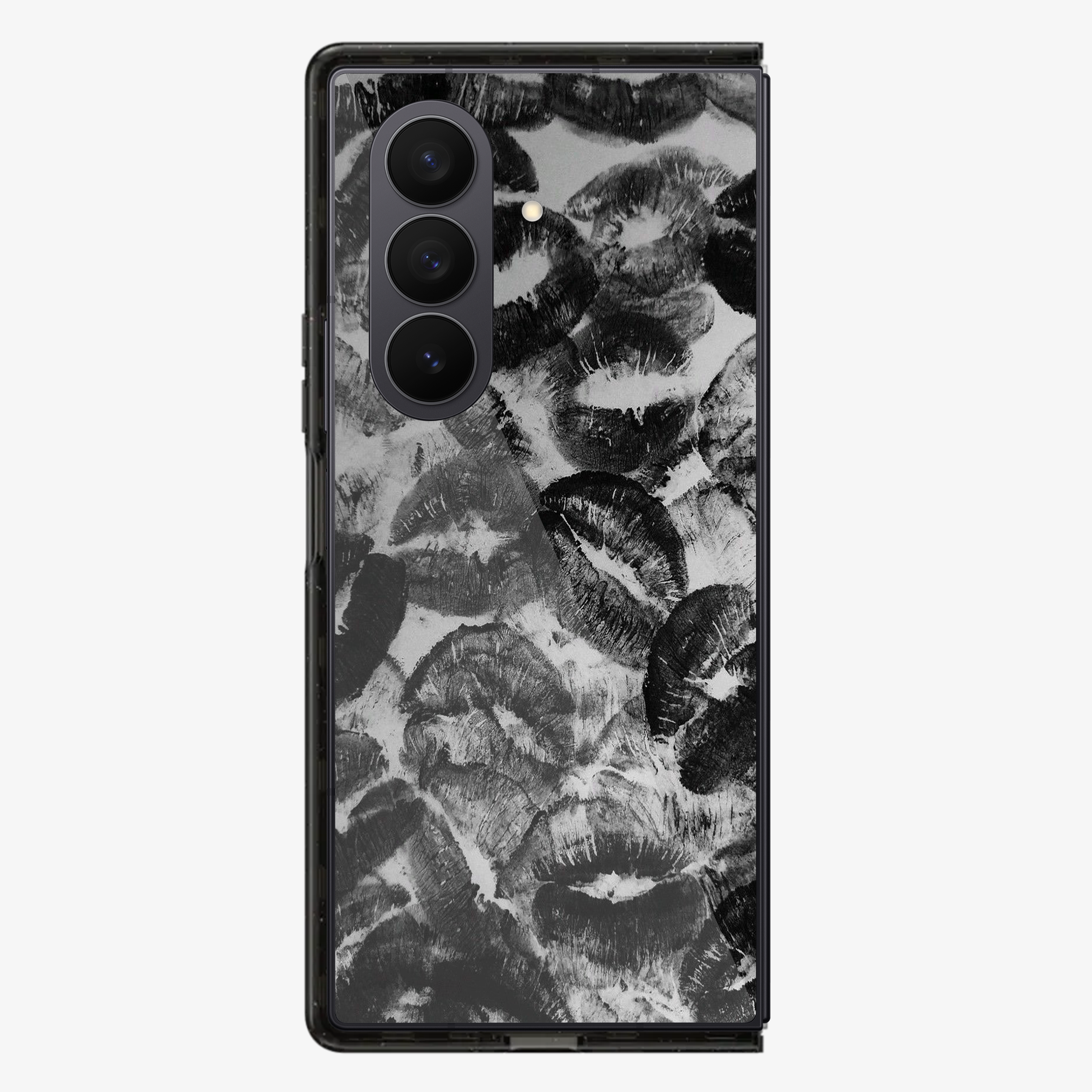 Black Lips Pattern Samsung Z Fold Phone Case