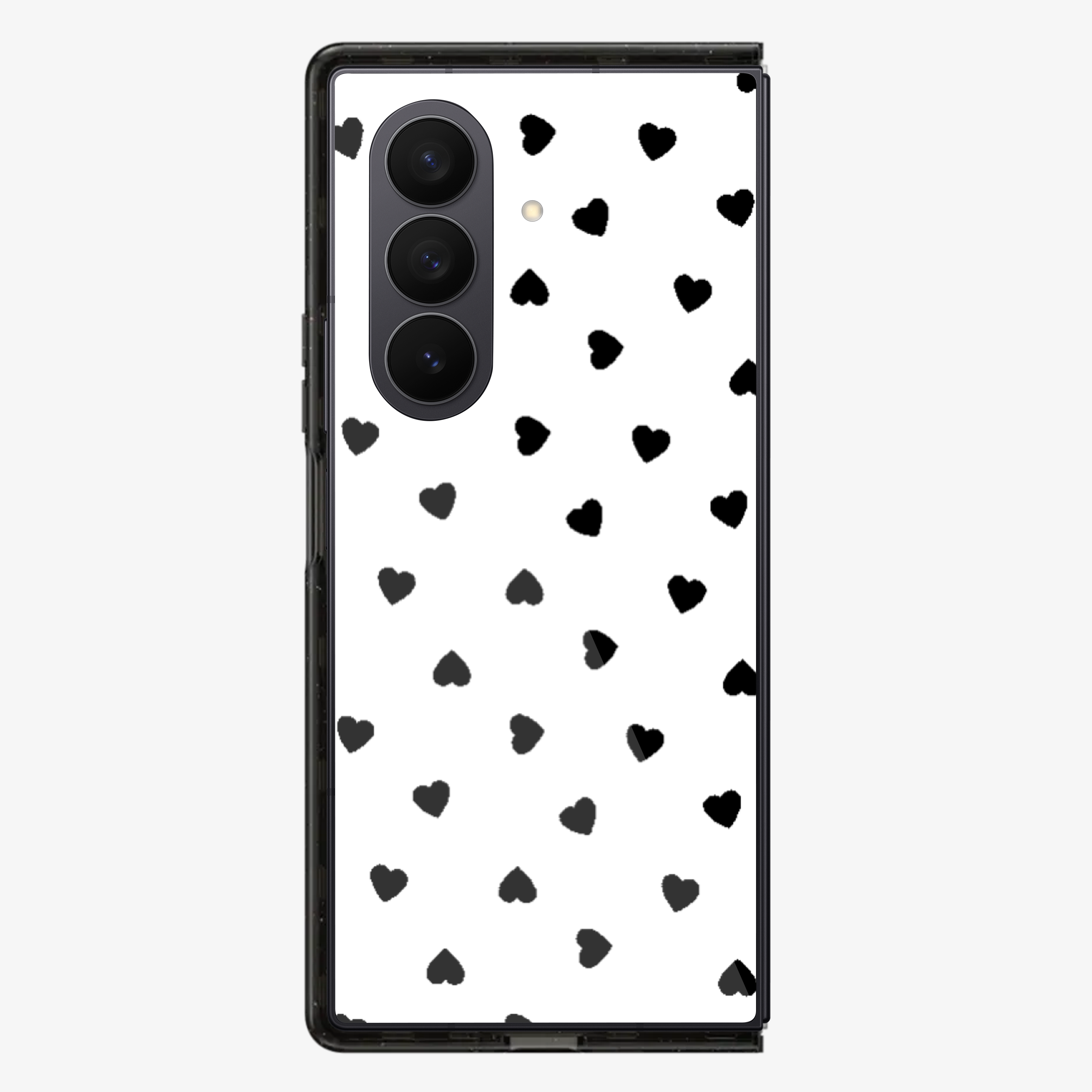 Black Heart's White Background Samsung Z Fold Phone Case