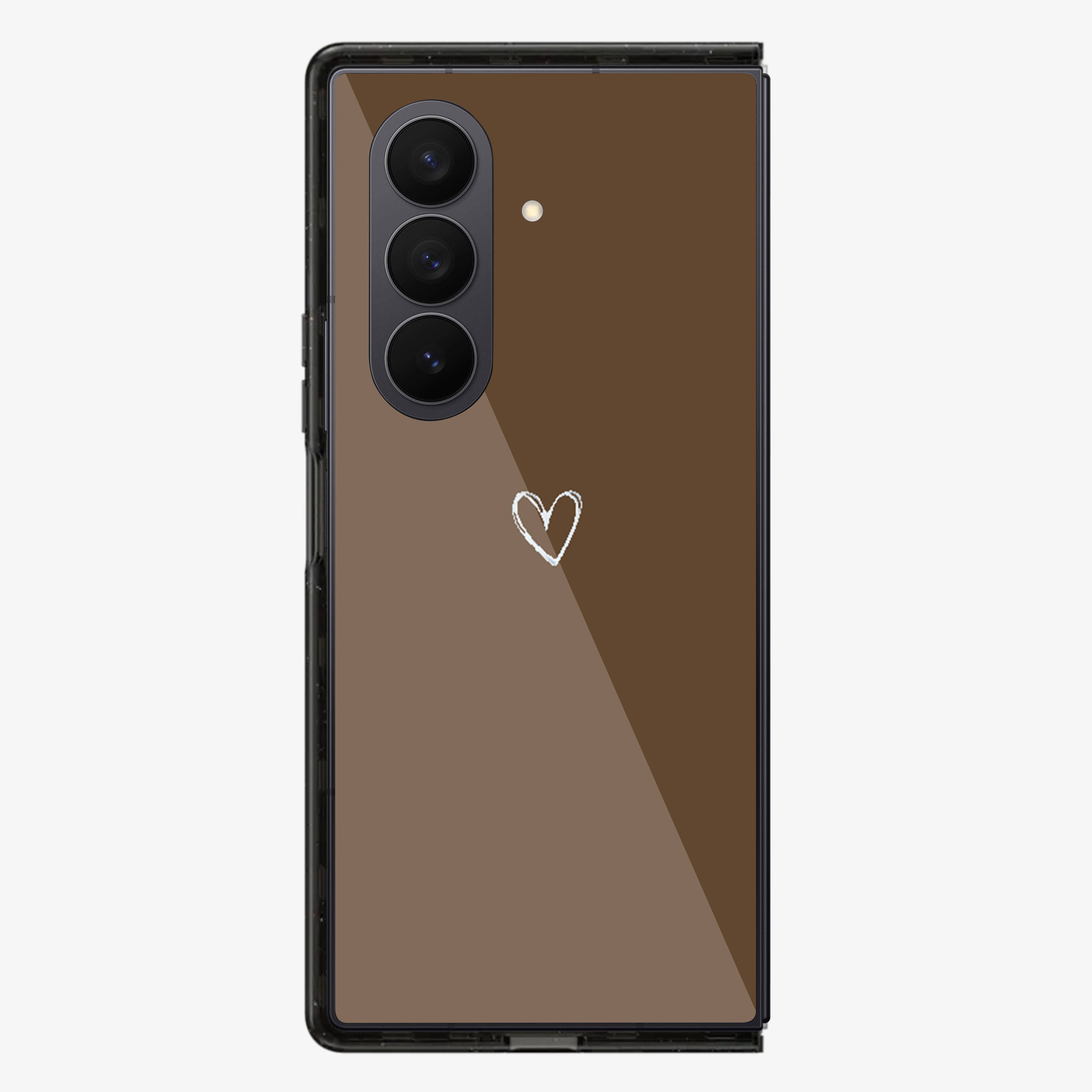 Brown Heart Samsung Z Fold Phone Case