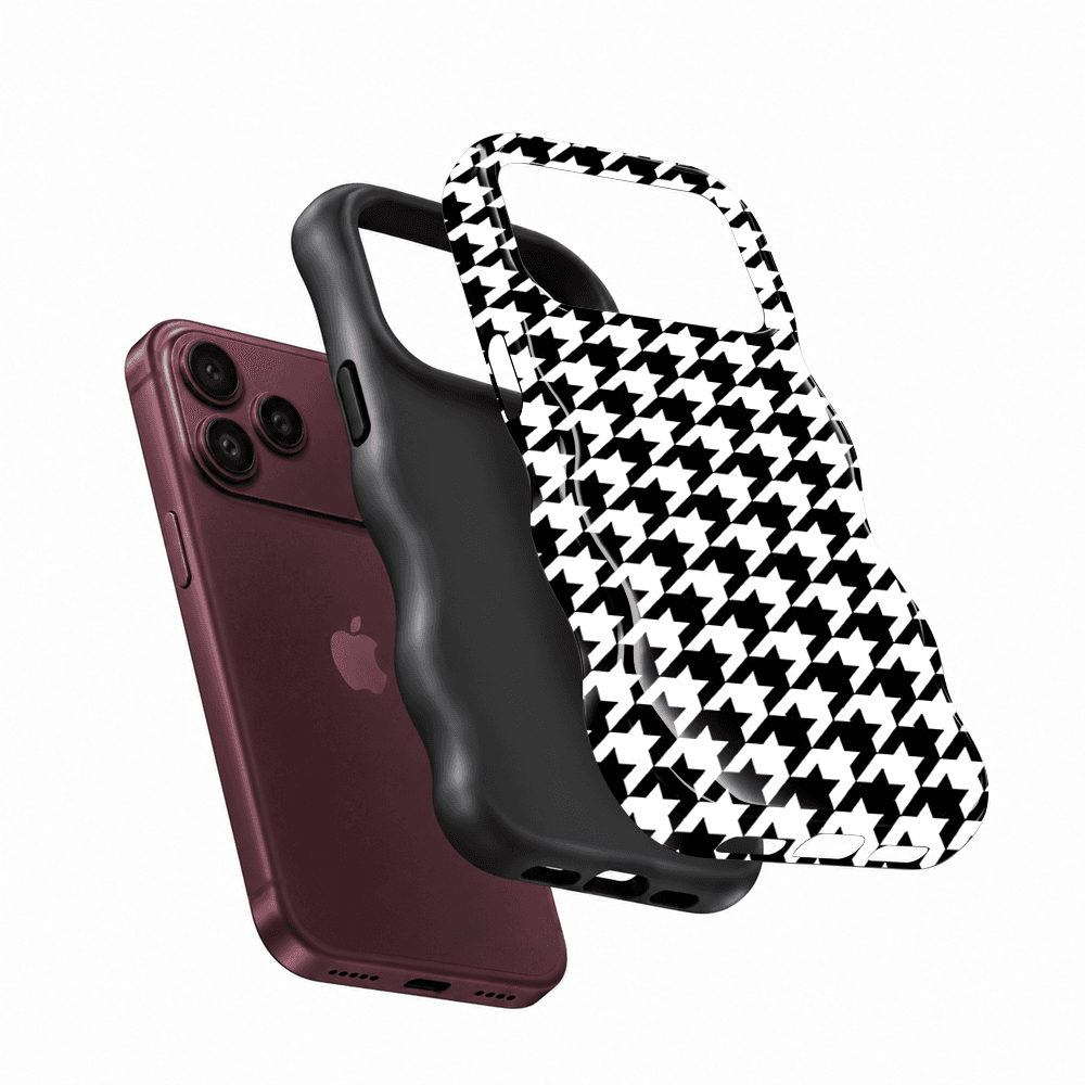 Black White Houndstooth Wavy Phone Case