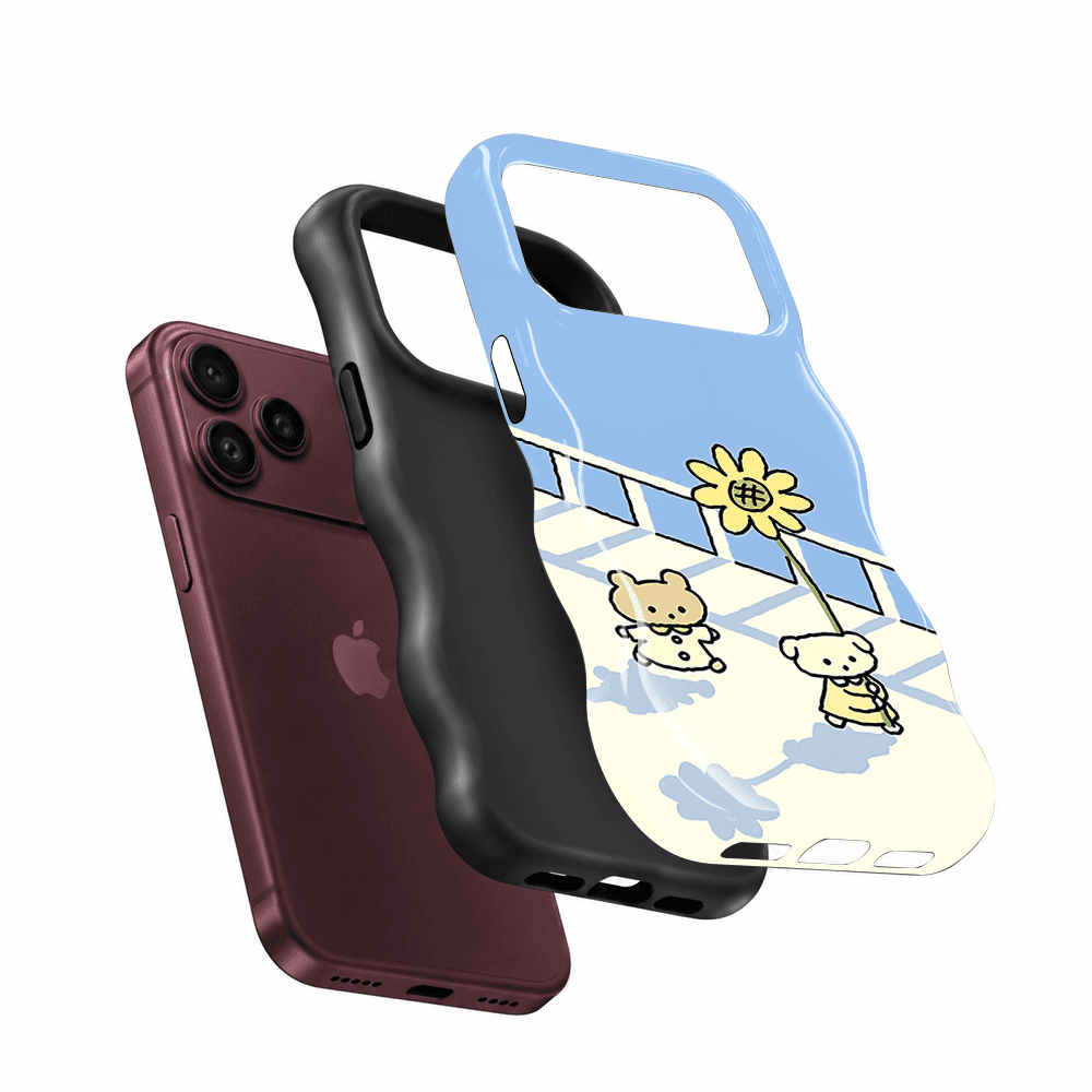 Blue Picnic Daisy Wavy Phone Case