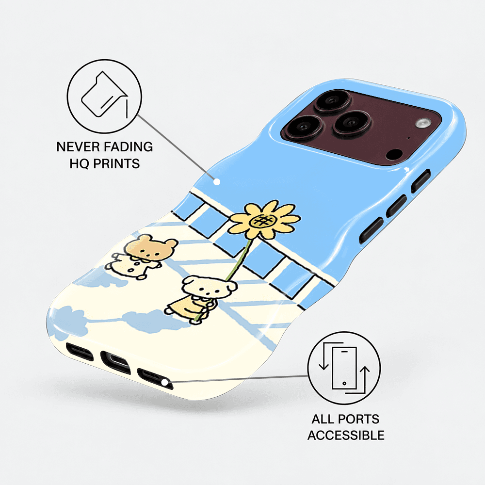 Blue Picnic Daisy Wavy Phone Case