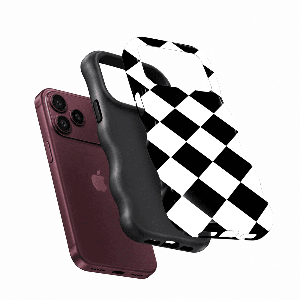 Black White Diamond Wavy Phone Case
