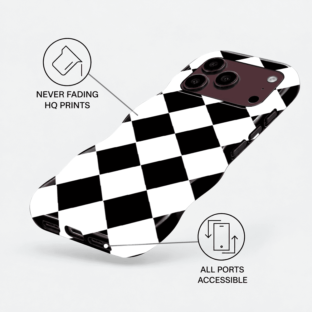 Black White Diamond Wavy Phone Case