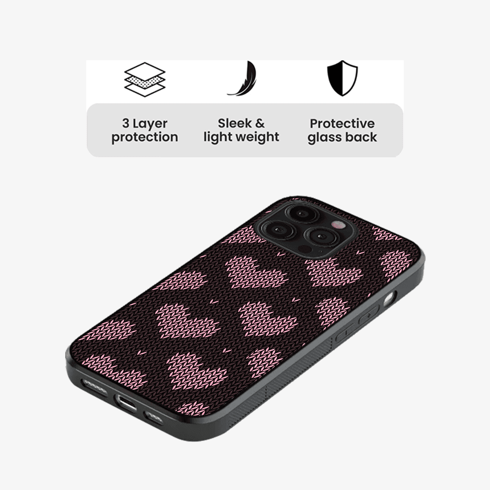 Knitted Hearts Pattern Phone Case