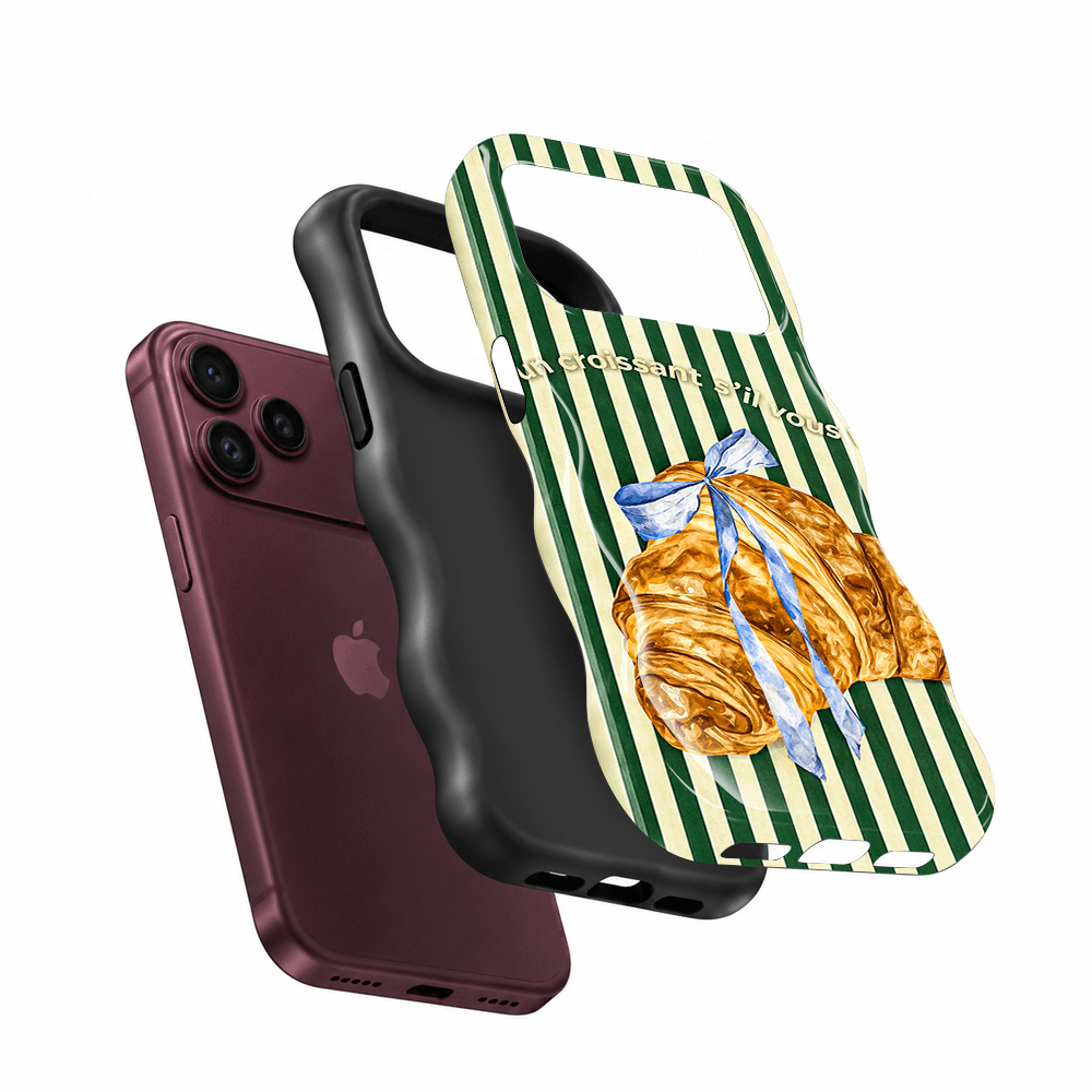 Green Stripe Seafood Wavy Phone Case