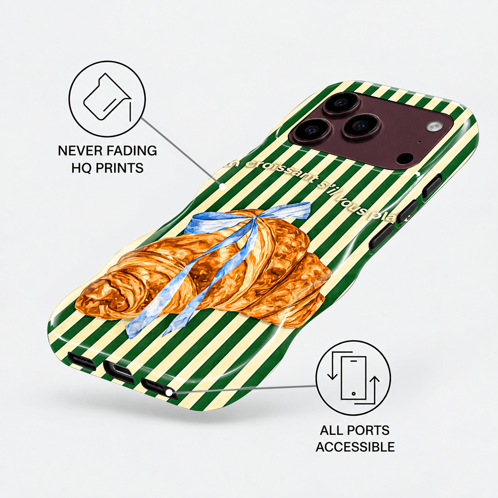 Green Stripe Seafood Wavy Phone Case