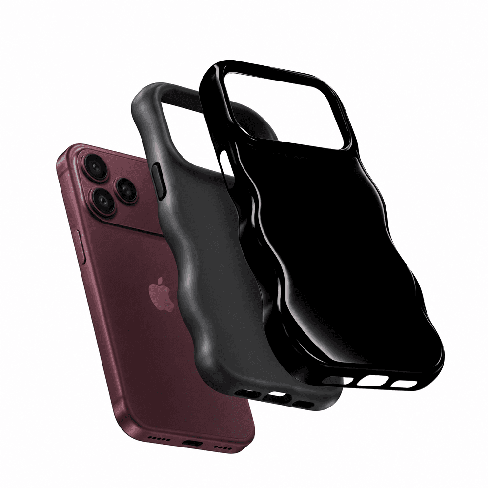 Glossy Black Wavy Phone Case