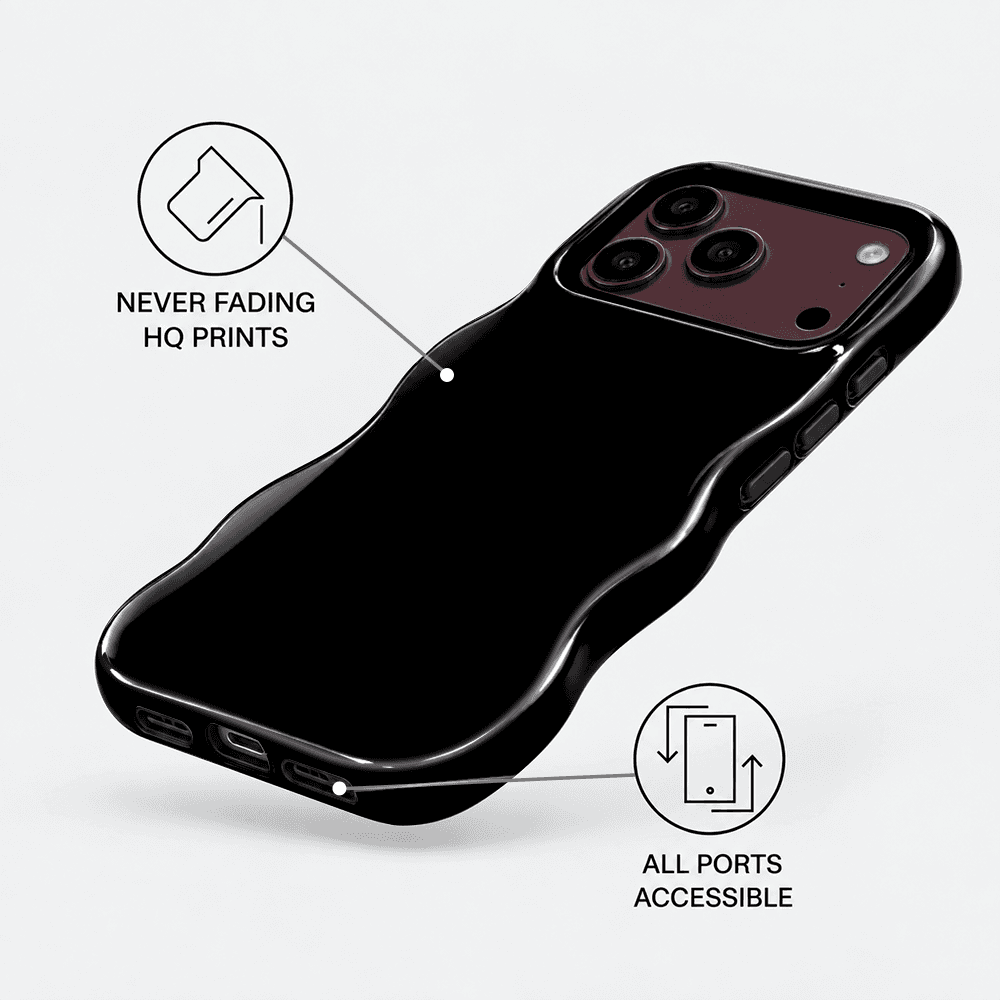 Glossy Black Wavy Phone Case