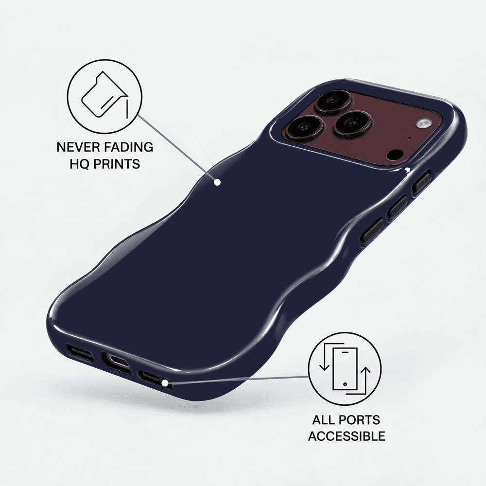 Midnight Navy Wavy Phone Case
