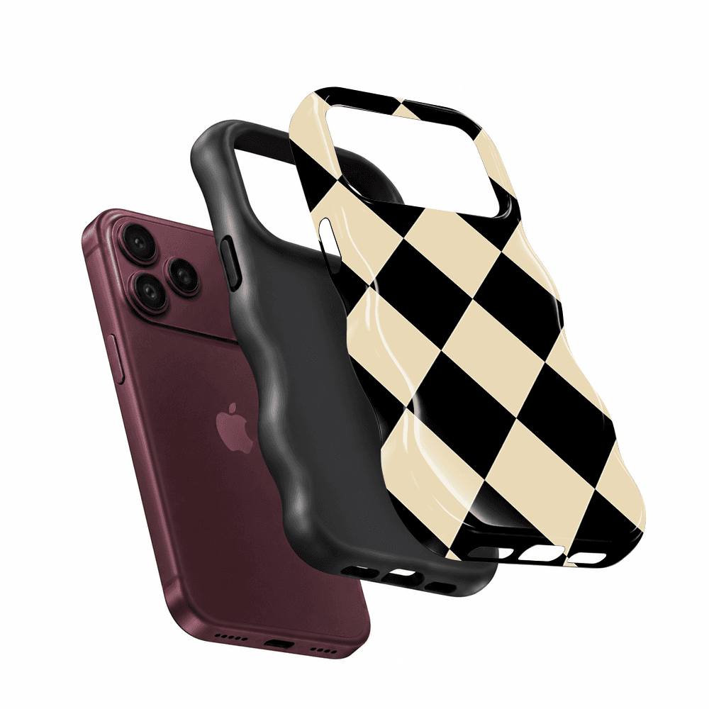 Cream Black Harlequin Wavy Phone Case