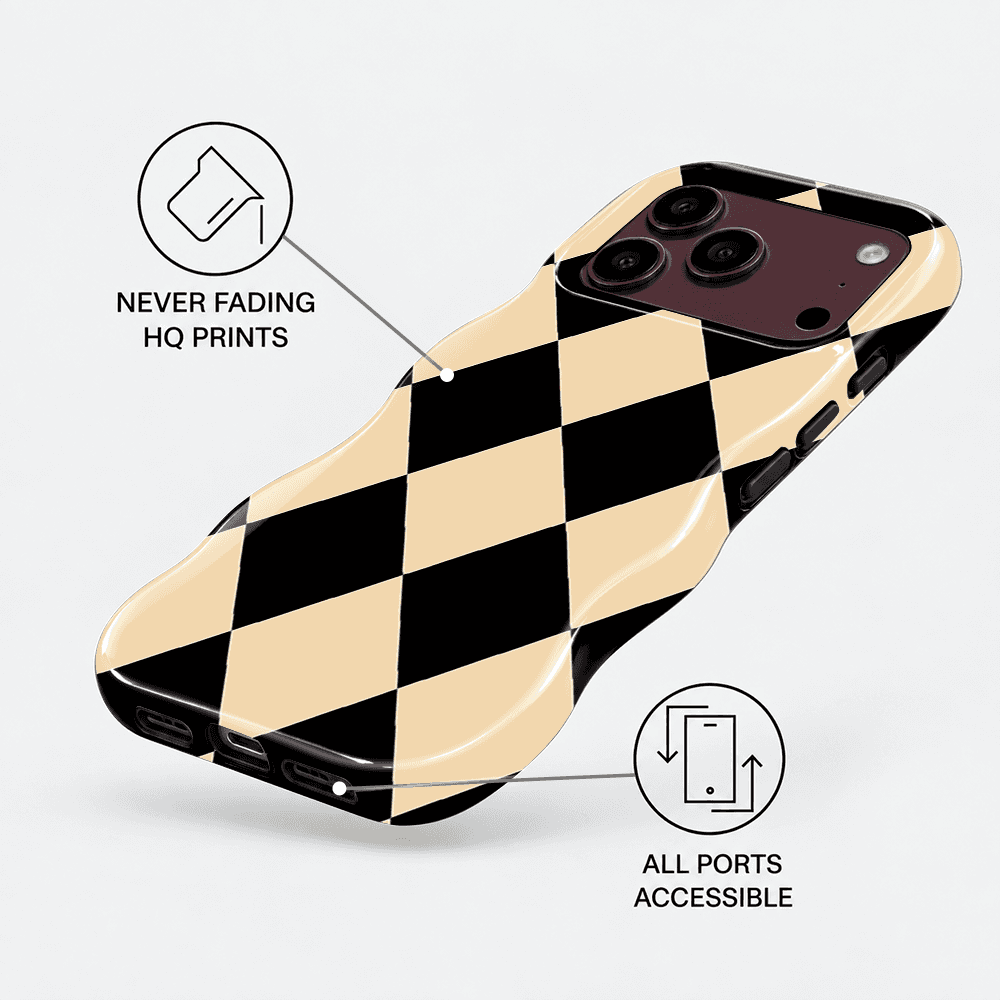 Cream Black Harlequin Wavy Phone Case