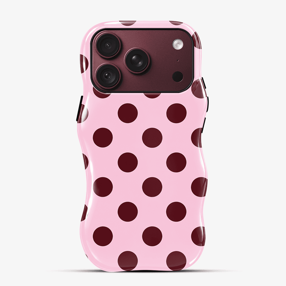 Pink Burgundy Polka Dot Wavy Phone Case