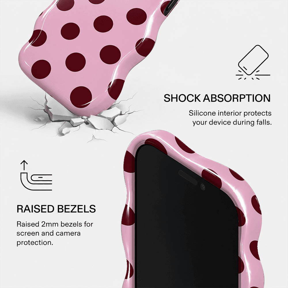 Pink Burgundy Polka Dot Wavy Phone Case