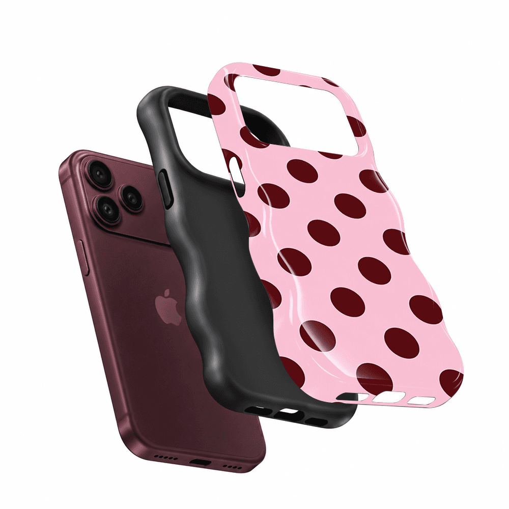 Pink Burgundy Polka Dot Wavy Phone Case