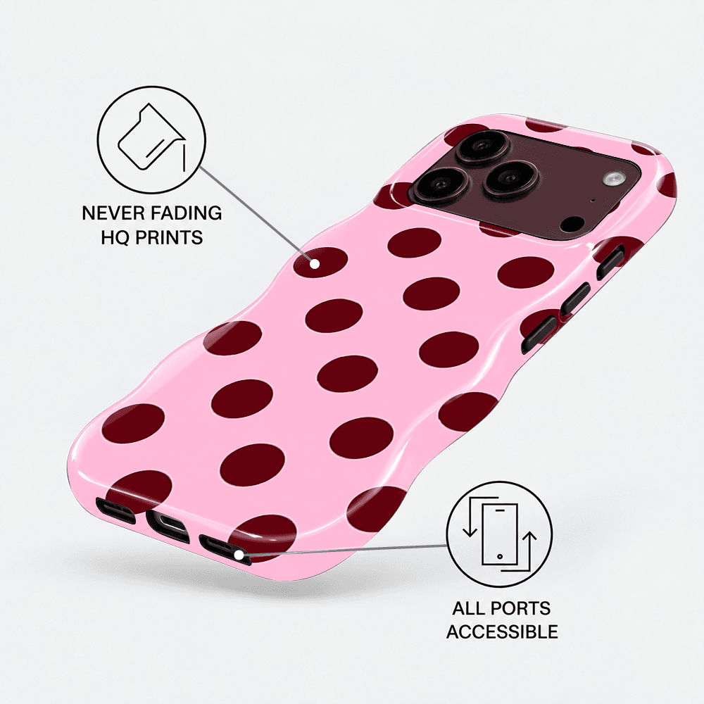 Pink Burgundy Polka Dot Wavy Phone Case