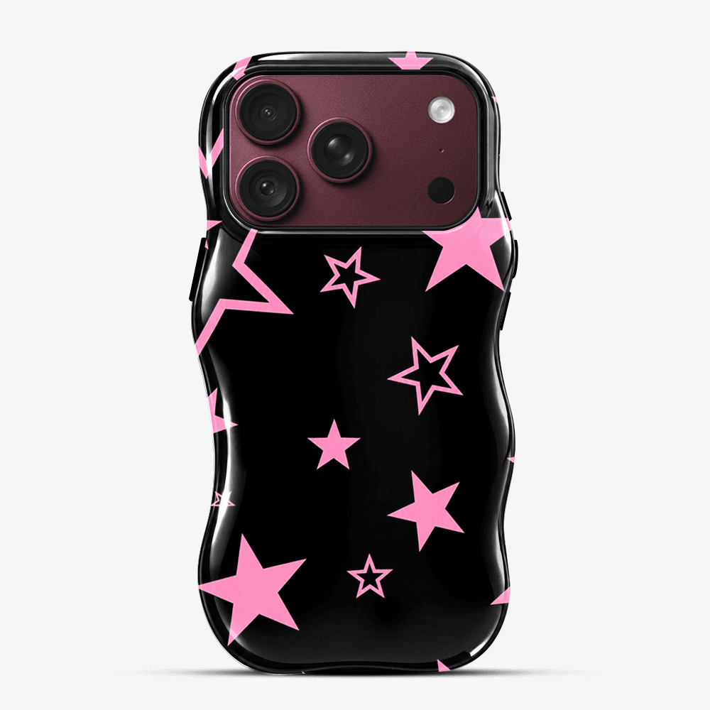Black Pink Star Wavy Phone Case