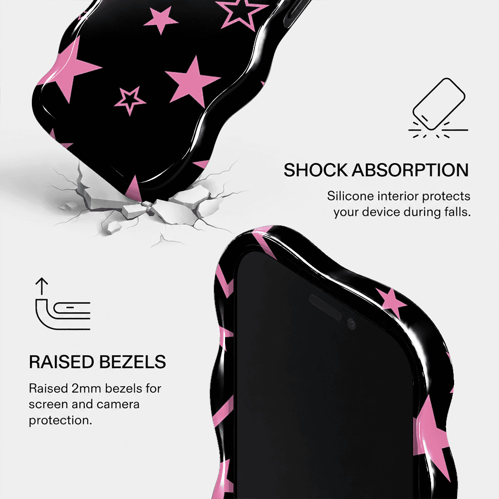 Black Pink Star Wavy Phone Case
