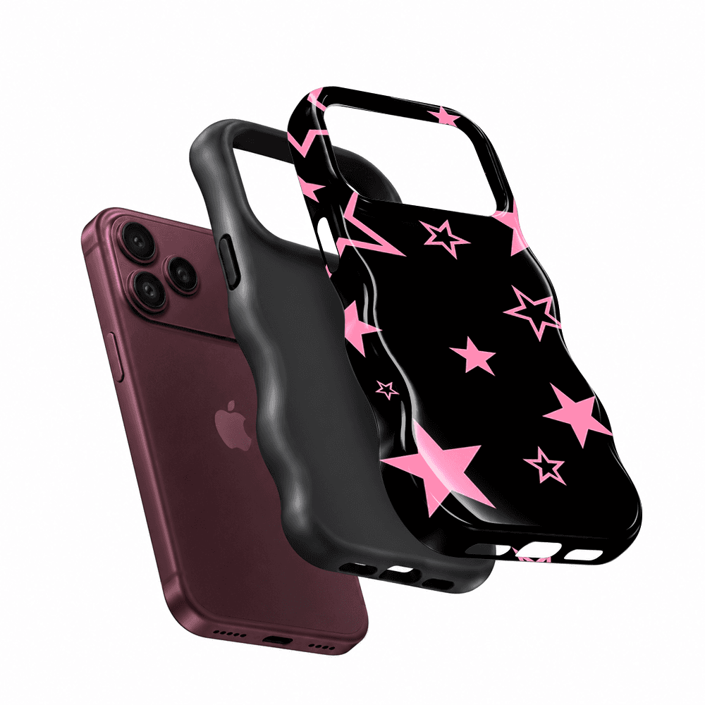 Black Pink Star Wavy Phone Case