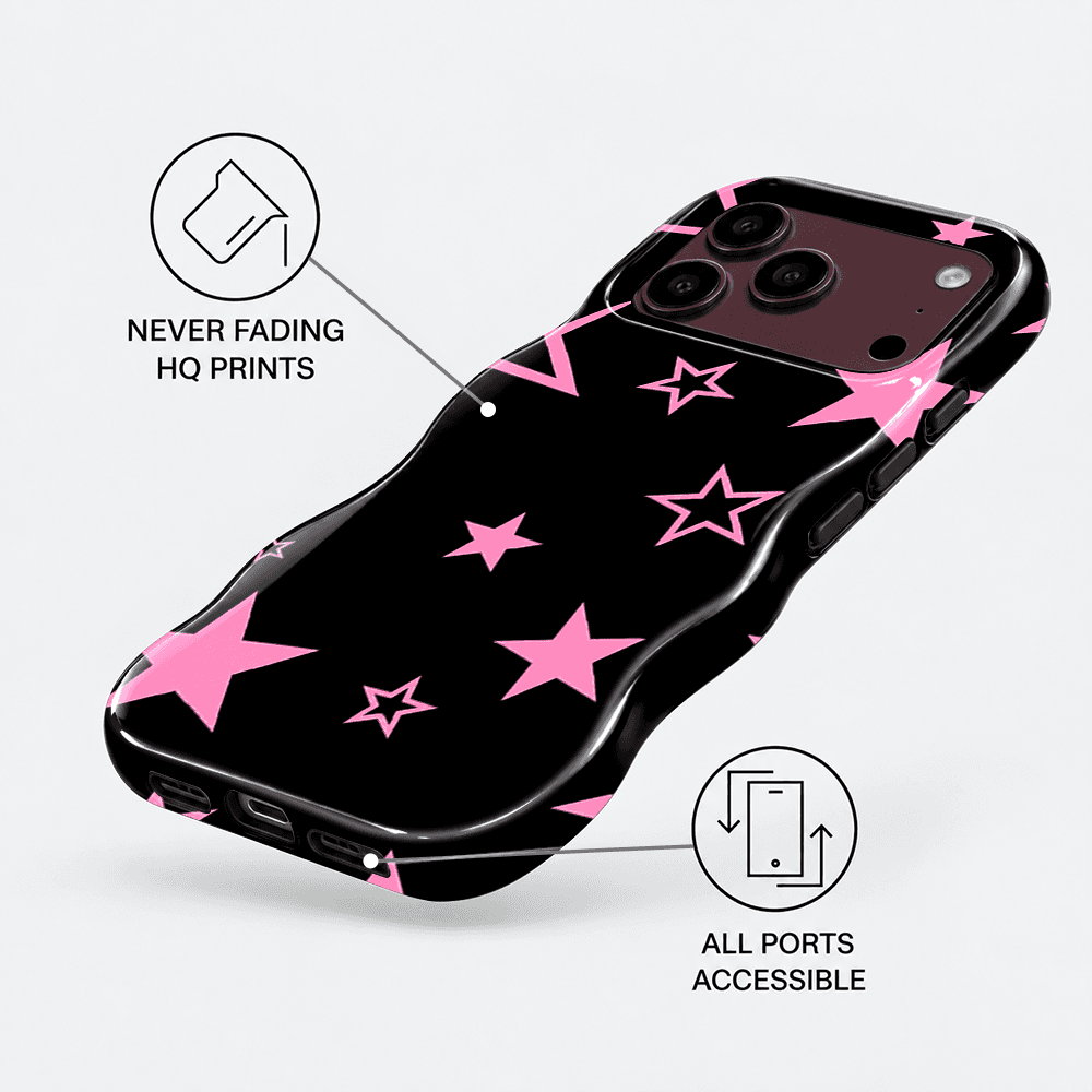 Black Pink Star Wavy Phone Case