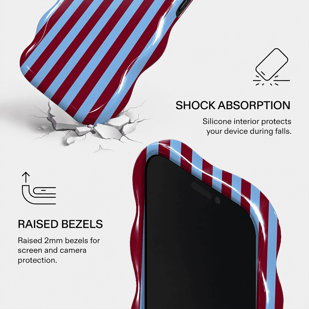 Red Blue Stripe Wavy Phone Case