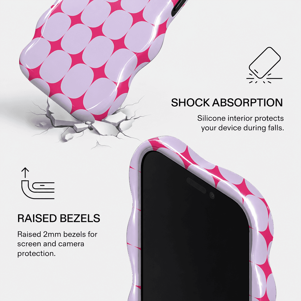 Pink White Geometric Wavy Phone Case