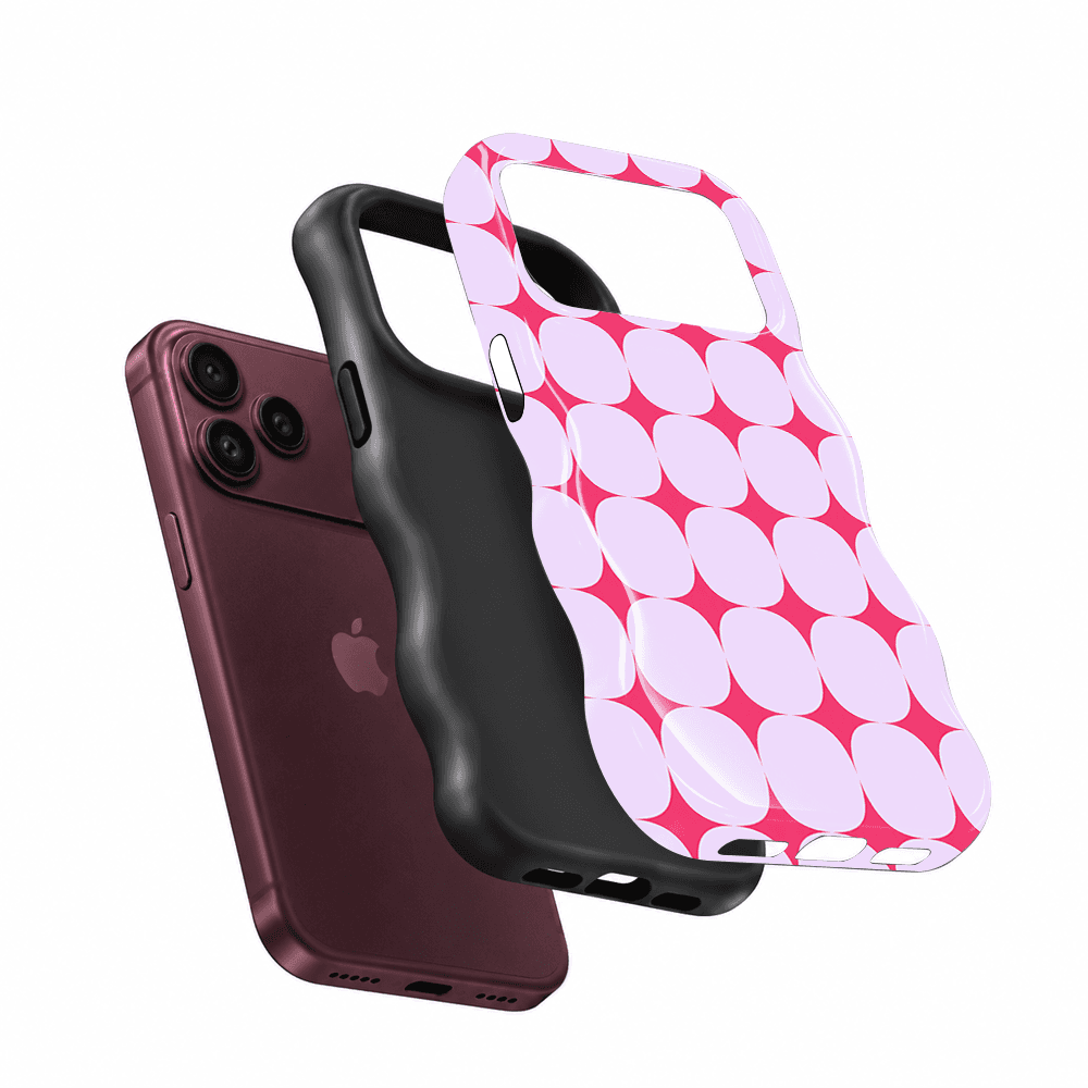 Pink White Geometric Wavy Phone Case
