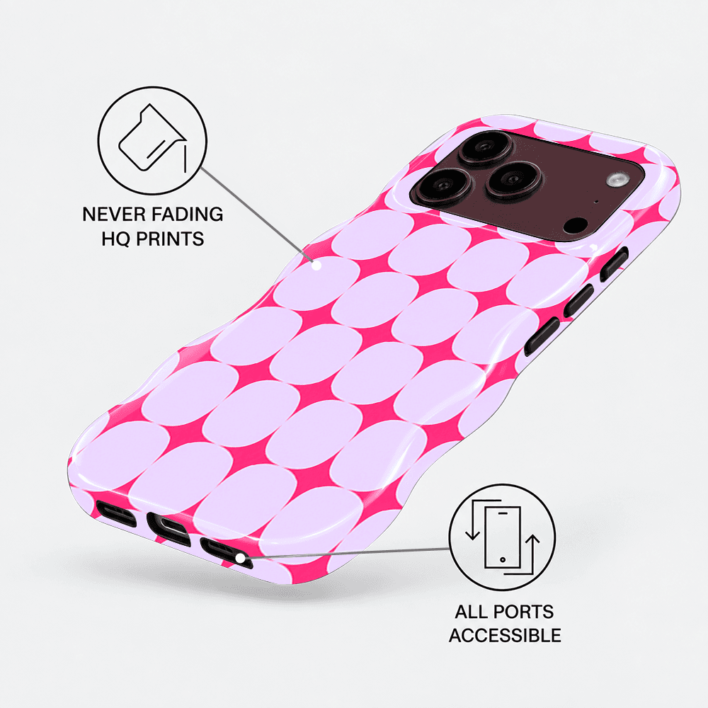 Pink White Geometric Wavy Phone Case