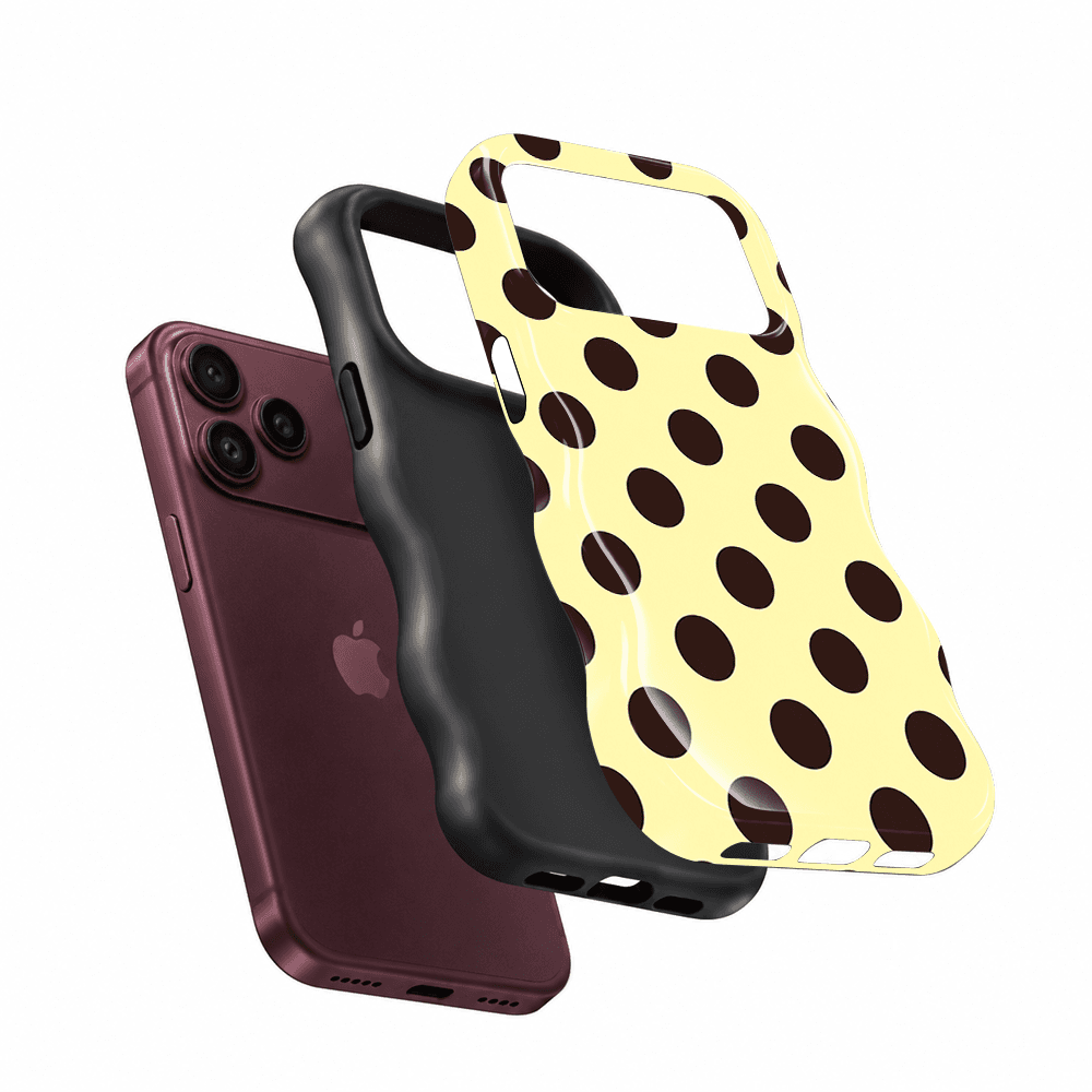 Cream Brown Polka Dot Wavy Phone Case