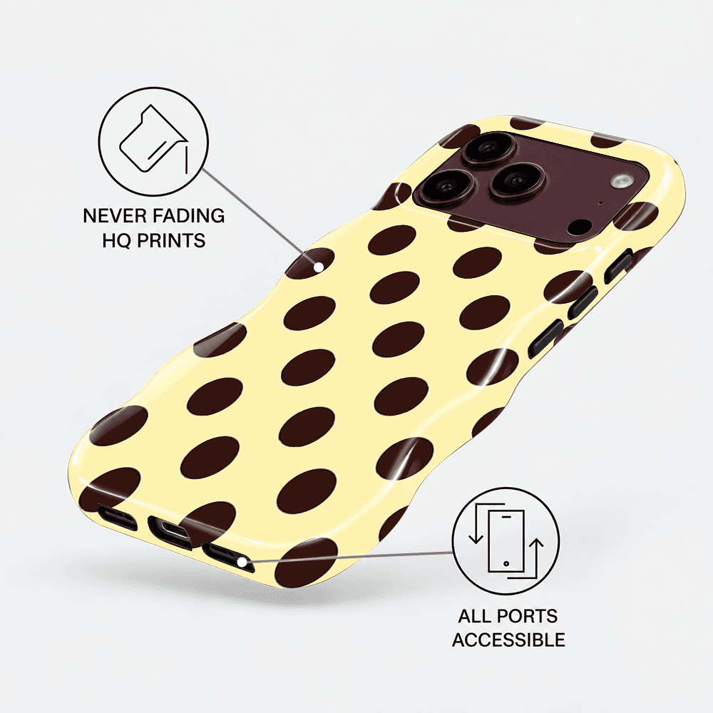 Cream Brown Polka Dot Wavy Phone Case
